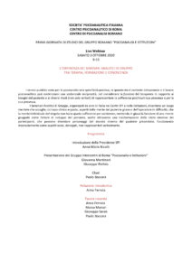 1a Giornata di studi Psicoanalisi e Istituzioni